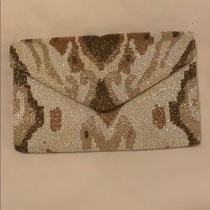 Anthropologie Ikat beaded clutch
